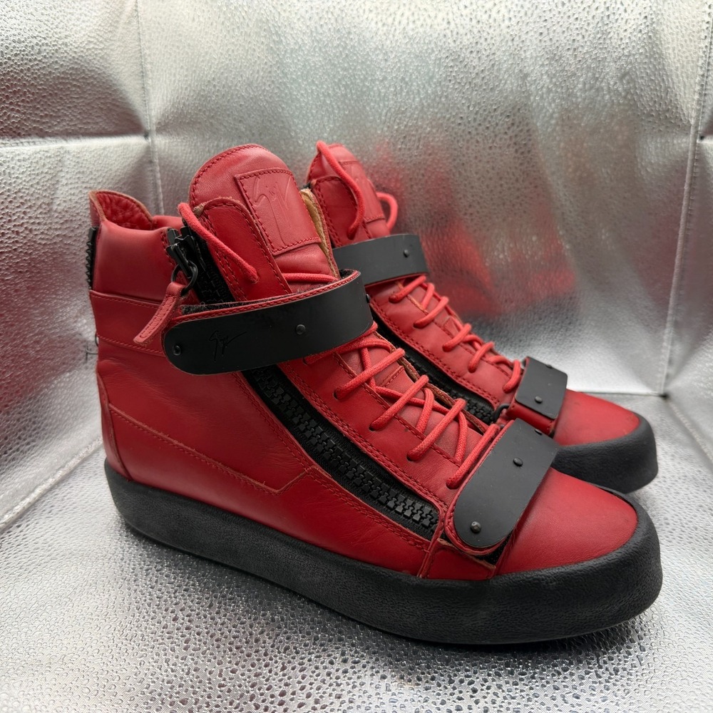 Size‎ EU 41 Giuseppe Zanotti Leather High Top Red Mens Lace Up Wedge Sneakers